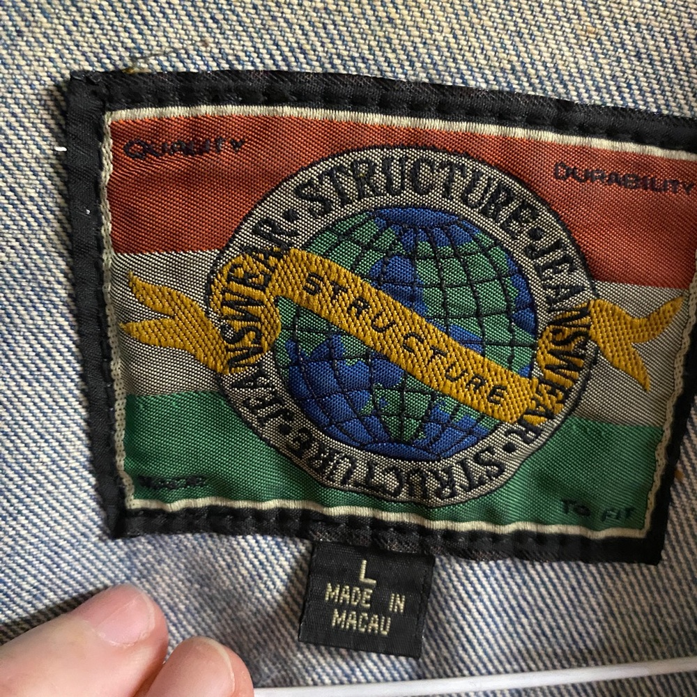 Distressed Denim Jacket size Large - Picture 2 of 7